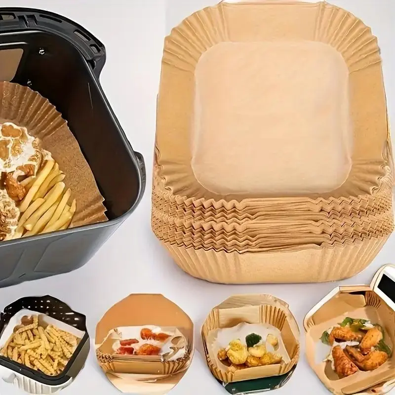 Disposable Air Fryer Liner, 100pcs Square Baking Paper Liner, Non-stick Baking Tray, Kitchen Baking Tool for Home Use 2