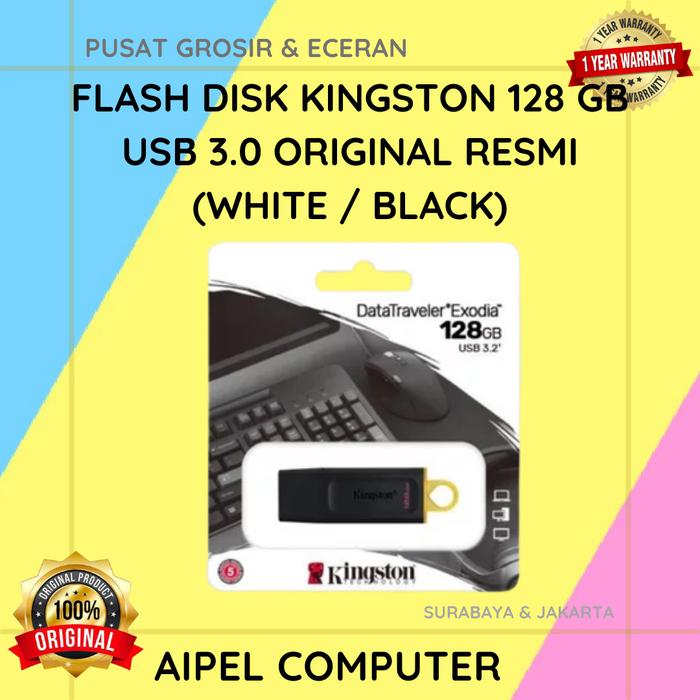 Gambar FDK128 | Flash Disk KINGSTON 128 GB USB 3.0 Original 100 % (White / Black) dari AIPEL COMPUTER Kota Surabaya Tokopedia