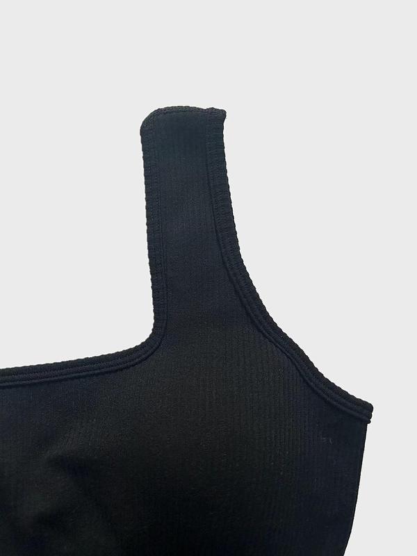 Women's Solid Backless Sports Vest, Breathable Comfortable Square Neck Sports Top for Yoga Gym Workout, Ladies Sportswear for All Seasons 6