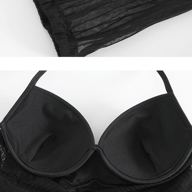 Product Introduction of ZZ Netflix New 2024 one-piece dress solid color long-sleeppred small breathe gareed sexy swimsuit 30
