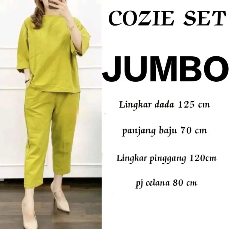 COZIE ONE SET JOMBO setelan wanita TERBARU XXXL one set KATUN Linen premium TERLAKU TERLARIS kekinian one murah termurah 0