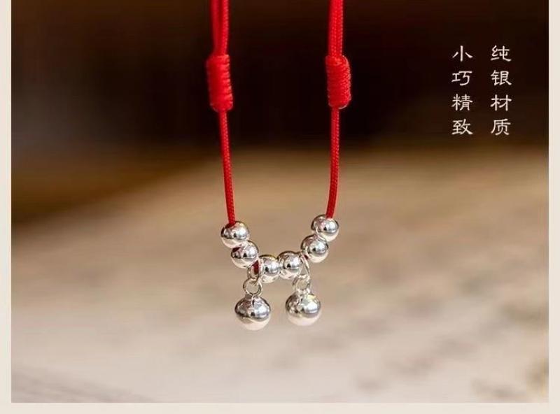 Product Introduction of Bell Anklet Female Red Rope with Bell Sound Water Sound Sexy Simple Silver Ancient Style Student Mori Hand-Woven 2