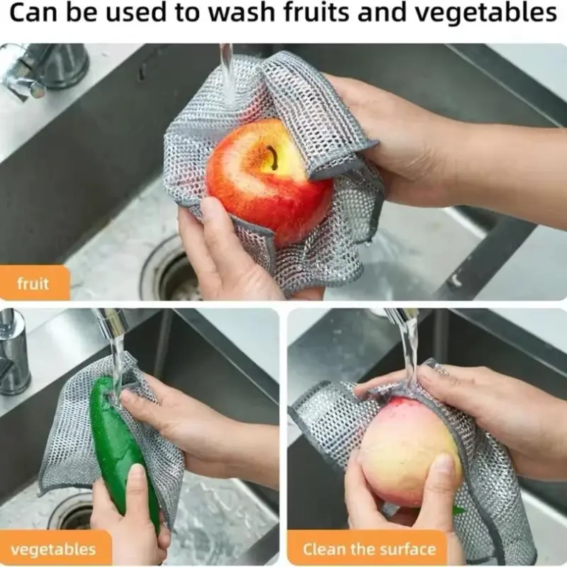 10 PCS Kain Lap Dapur Kawat Bentuk Petak Halus Untuk Membersih Panci Dan Piring Kain Cuci Piring Kawat 7