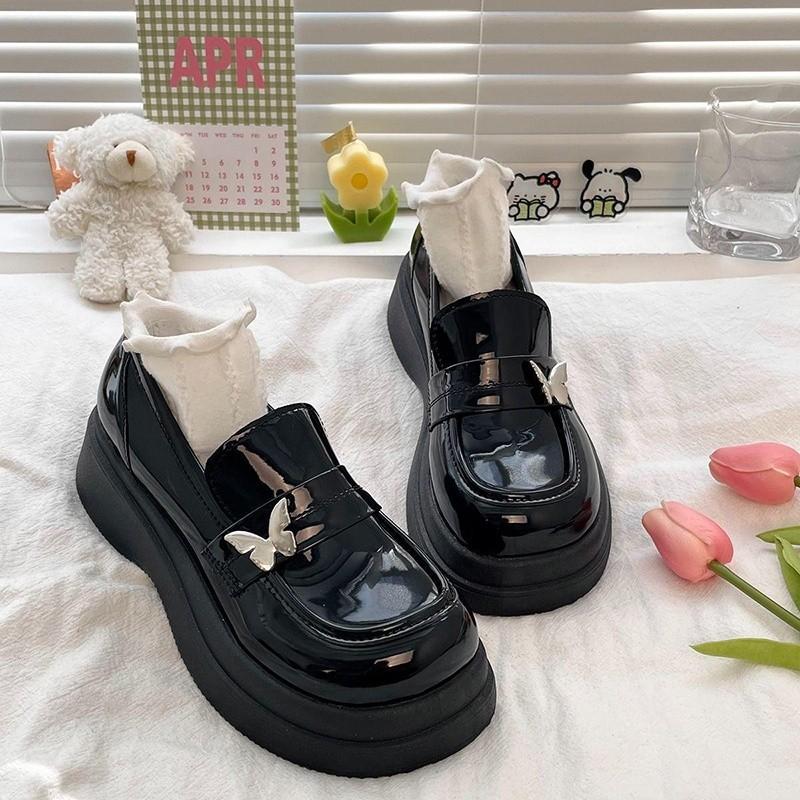 Giày Búp Bê Oxford Đế Cao Phong Cách Vintage Anh Quốc Phối Khóa BB-0227 Nữ Shoes