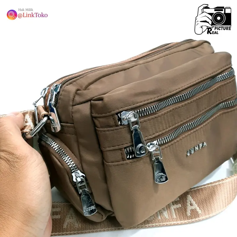 Tas Selempang Wanita Junfa A9917 Nilon Polos Super Anti Air Kualitas Terjamin 4