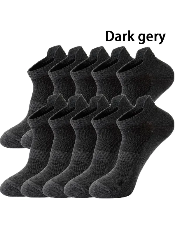 Men's Solid Color Ankle Socks, Casual Comfortable Breathable Socks for Daily Wear, Multipack Knit Socks for All Seasons 5