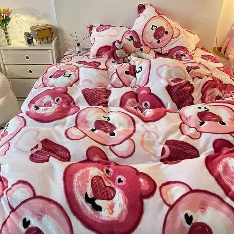 Sét chăn ga gối Gấu Tim Đỏ 0