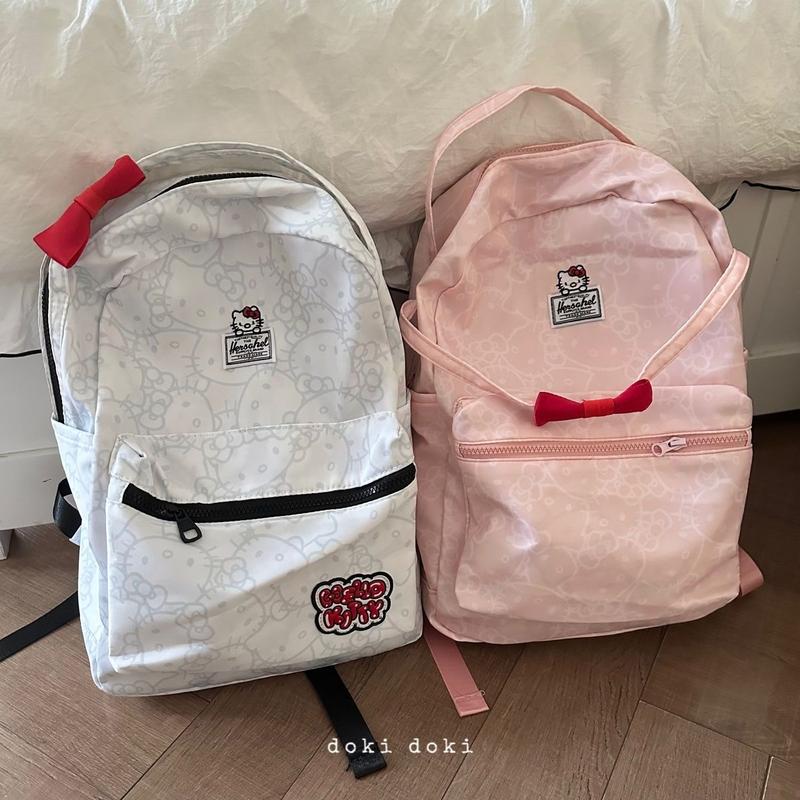 Ba Lô Thương Hiệu Thời Trang Nova, Doki, Đồng Thương Hiệu Hello Kitty, Chất Liệu Nylon, Chống Thấm Nước, Thích Hợp Cho Học Sinh, Thiết Kế Nơ Dễ Thương, Cho Nữ, Cặp Sách Backpack Đeo Vai 5