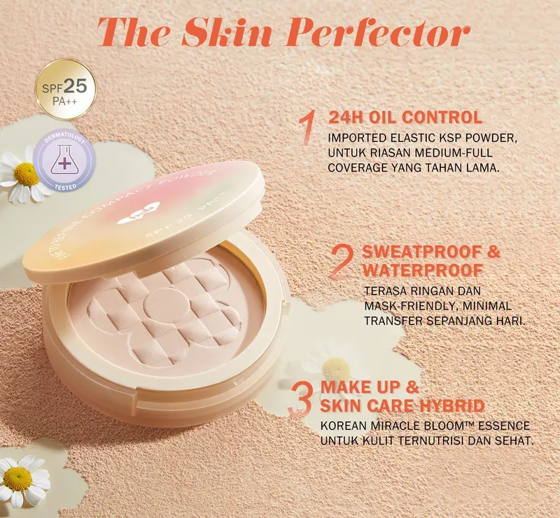 【GIFT】BNB barenbliss Korean Bloomatte Fine to Refine Compact Powder 「24H oil control」- Bedak Padat Waterproof | Bedak ringan dengan kontrol minyak hingga 24 jam, waterproof, sweatproof, dan dilengkapi SPF 25 PA++. 1