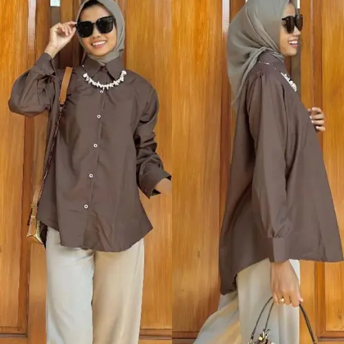 KEMEJA  KERJA WANITA KEMEJA PUTIH FORMAL WANITA KEMEJA POLOS PUTIH Formal, Baju Kantor, Baju Pabrik Cewek, Atasan 3