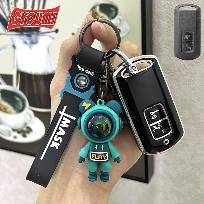 Ốp Chìa Khóa Xe Hơi Hình Gấu Không Gian Màu Bạc Đen TPU Silicon, Cho Honda X-ADV Forza 125 300 PCX Click 150 Vario Click 150i, Tầm Nhìn Lai, Airblade C125 SH125 SH300, Bao Gồm Móc Chìa Khóa