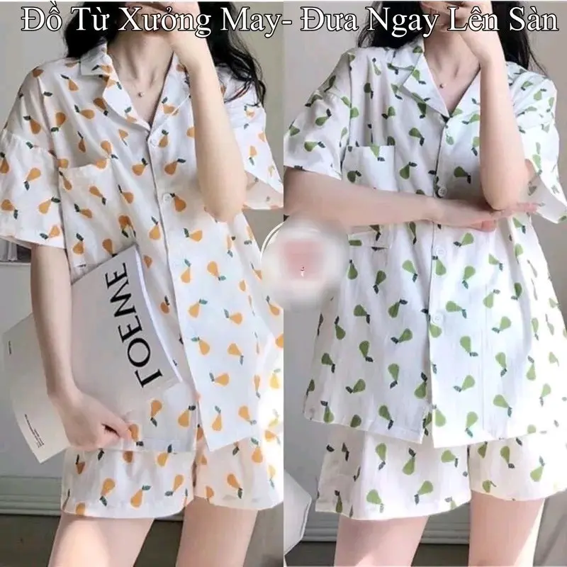 Đồ ngủ nữ pyzama bộ mặc nhà áo cộc quần đùi