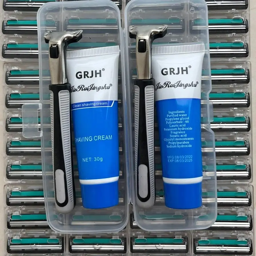 COMBO DAO CẠO RÂU gồm 72 LƯỠI và 2 CÁN tặng kèm 2 GEL và 2 hộp đựng cán dao