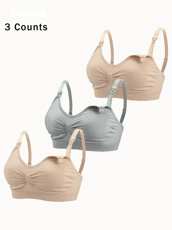 【Plus Size】 Solid Wireless Bra, Comfortable Breathable Buckle Back Nursing Bra for Pregnancy & Postpartum, Maternity Bra for Daily Wear 6