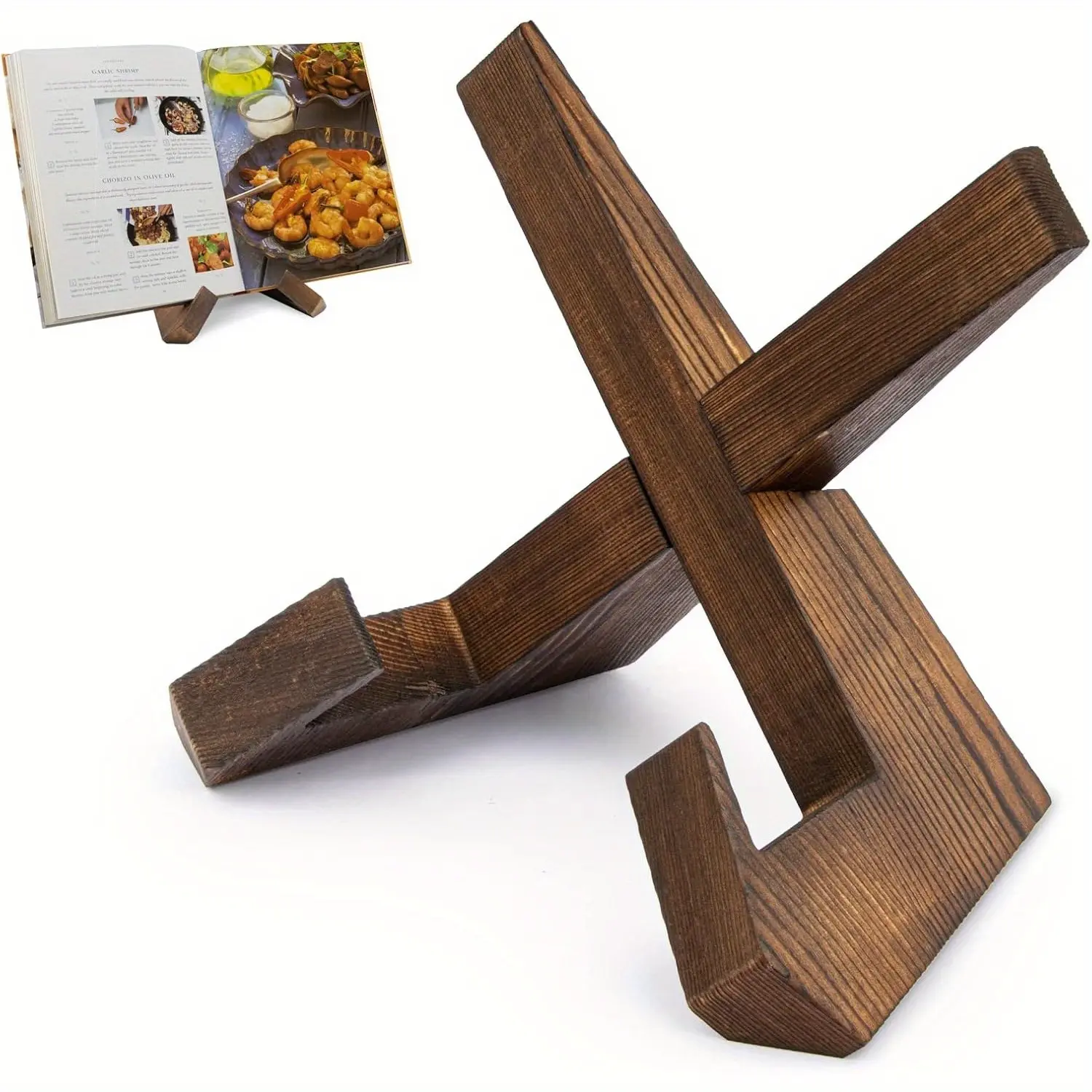Kitchen Recipe Rack, Countertop Recipe Book Holder, Wooden Recipe ...