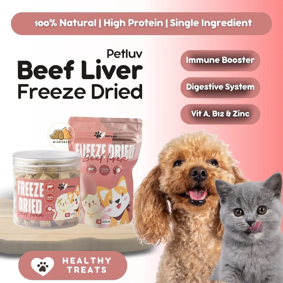 Petluv Beef Liver Freeze Dried Snack Untuk Anjing Dan Kucing