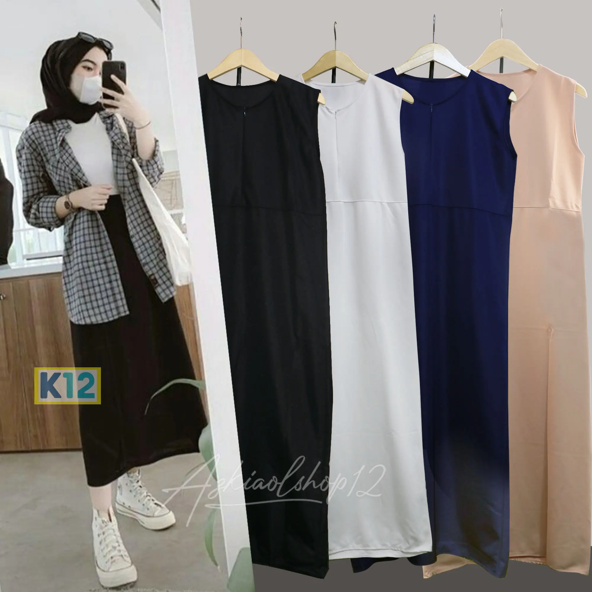 Maxi Inner Span Gamis Terbaru Hitam Lotto Jersey Original - Cantik
