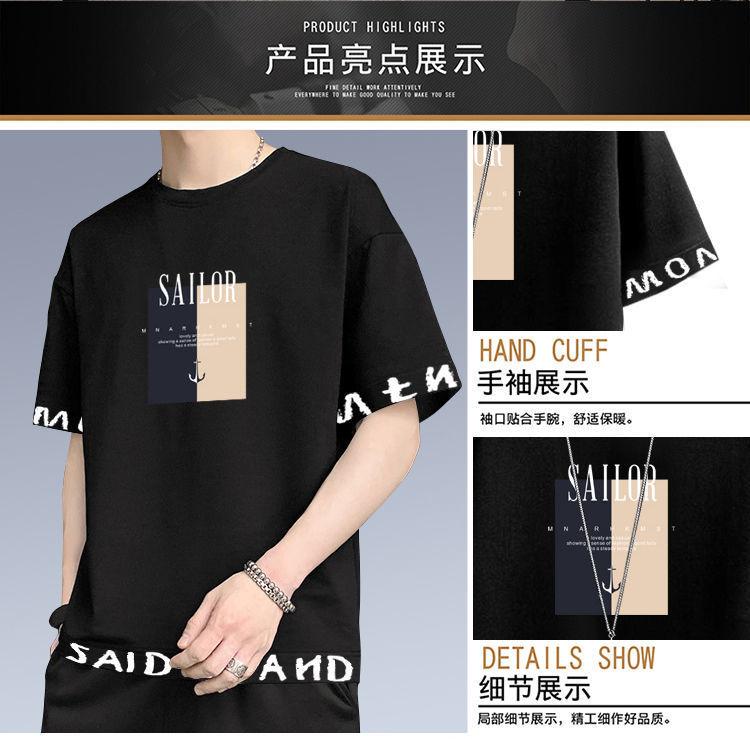 Product Introduction of 2025 New Trendy Two-Piece T-Shirt Summer Short Sleeve Set Men's Sports Casual Stylish Outfit Fashion Hot Sale 4