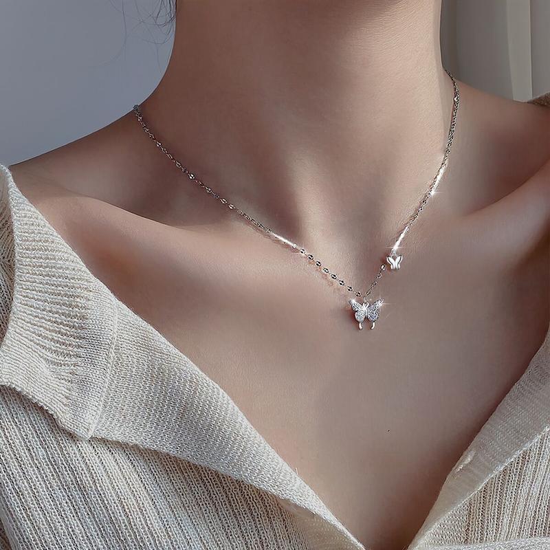 Product Introduction of Vòng Cổ Bạc Sterling S925, Vòng Cổ Bướm Dát Đính, Dành Cho Phụ Nữ Và Trẻ Em Gái, Thiết Kế Đặc Biệt, Dây Chuyền Xương Đòn Thích Hợp Làm Quà Tặng Sinh Nhật Bạn Gái Và Bạn Gái 3