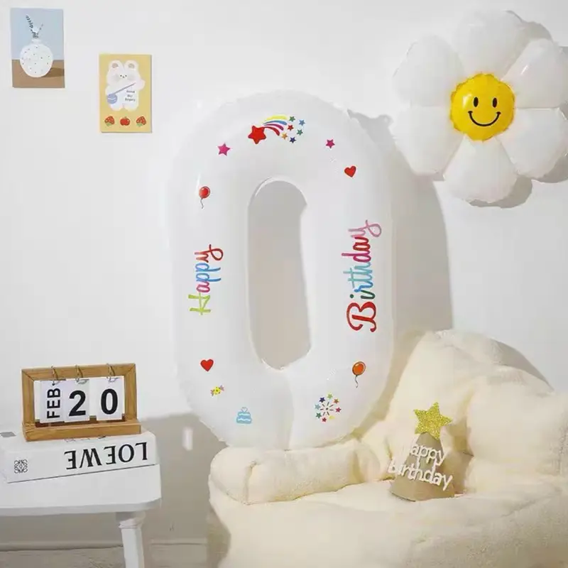 Bóng số trắng kèm sticker dùng để trang trí sinh nhật 1