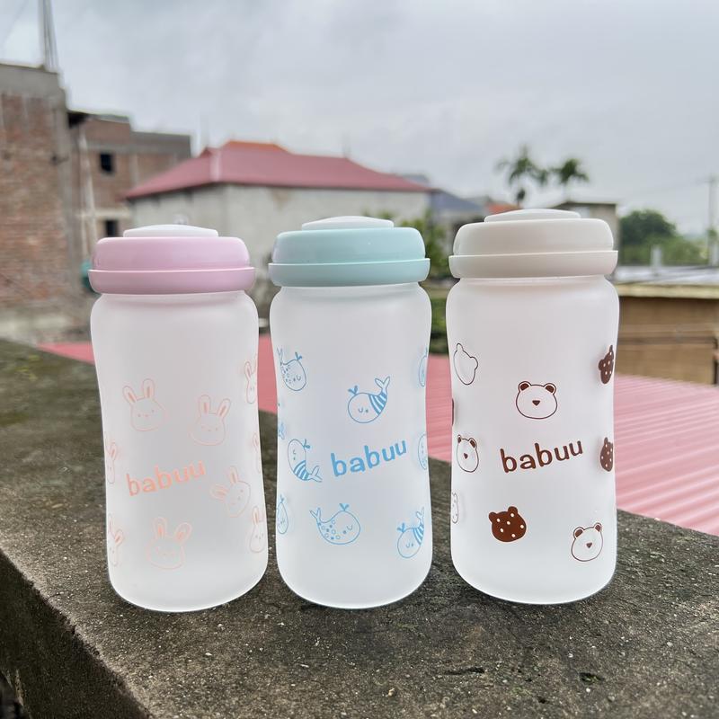 Tặng Núm Bình Trữ Sữa Thuỷ Tinh Babuu Cổ Rộng 240ml - Đựng Sữa Bột