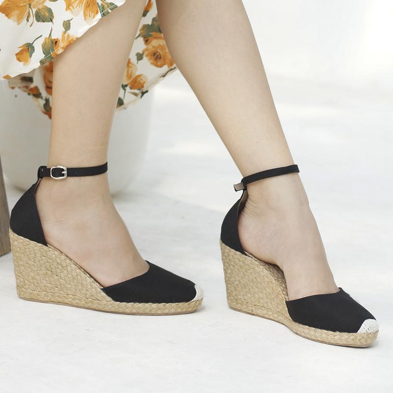 [LILIW SHOES] Giày Cao Gót Nữ Cao 8cm Kín Mũi Quai Cổ Chân Sang Trọng - CƠ BẢN (Đen/Kem) 3