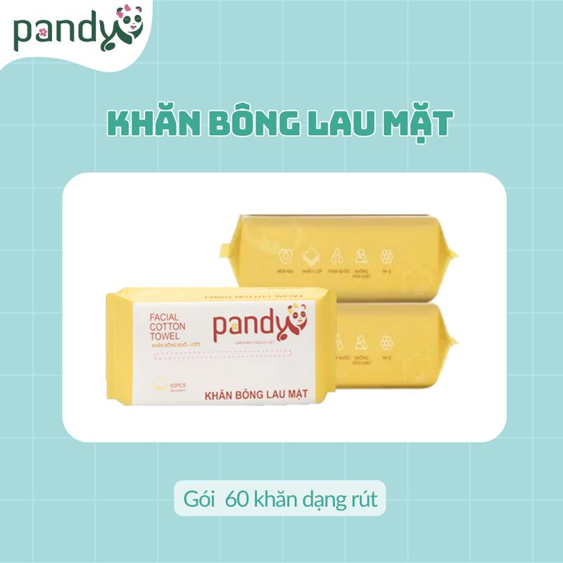 Product Introduction of Khăn khô đa năng cho bé PANDY vải cotton mềm 2 mặt, dùng 1 lần bịch 60 khăn rút, không mùi không paraben 5