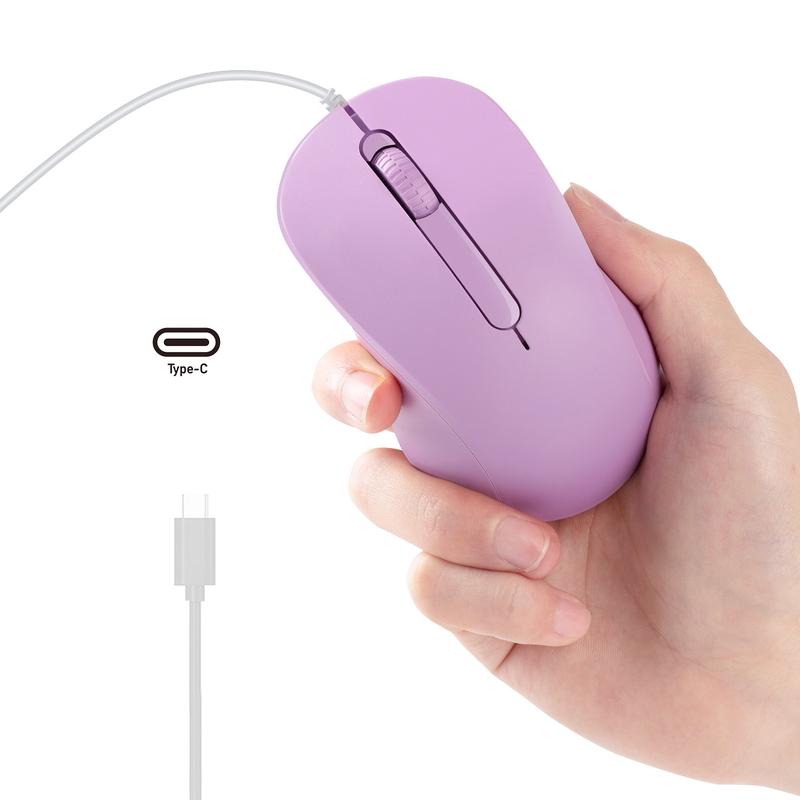 Product Introduction of In Stock Type-C Interface Silent Wired Mouse Compatible with Thunderbolt for Girls Laptop Tablet Phone 29