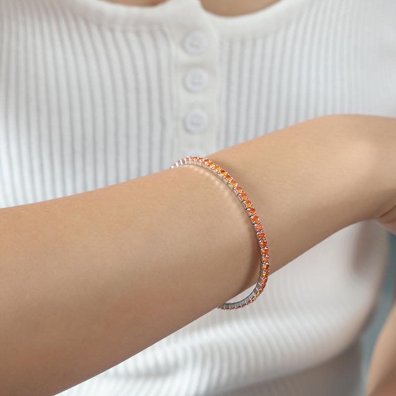 French-Style Colorful Elastic Zircon Bracelet Titanium Steel 18K Gold Non-Fading Niche Temperament All-Match Bracelet for Women 7