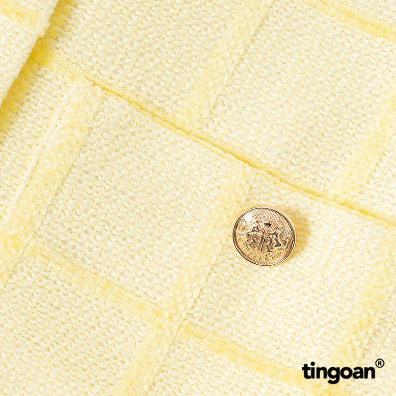 TINGOAN - Áo khoác tweed nhung cổ tròn đính cúc kim loại ánh vàng SUGAR CUPCAKE JACKET/YL 3