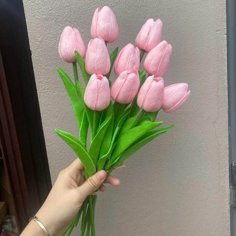 Hoa giả Hoa tulip nụ và nở rộ trang trí nhà cửa Decor phòng Phụ kiện chụp ảnh 3