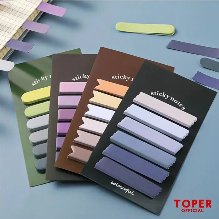 TOPER Sticky Notes Gradasi Set Isi 120 Lembar 6 Warna Aesthetic Lucu ...