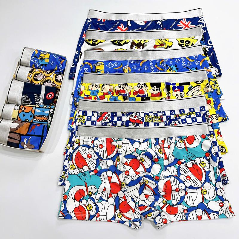 Combo 5 quần sịp đùi doremon, Quần Boxer hoạt hình dễ thương cho Nam chất thun lạnh co dãn thoải mái Menswear Quần Boxer Boxer Quần Boxer Nhung