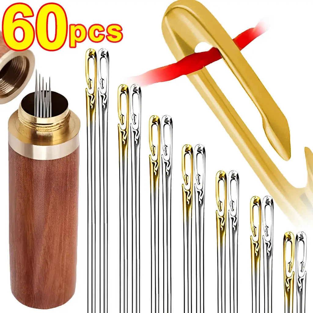 12/30/60pcs Blind Sewing Needles Stainless Steel Elderly Needle-side Hole for Household Sewing DIY Jewerly Beading Threading Needle