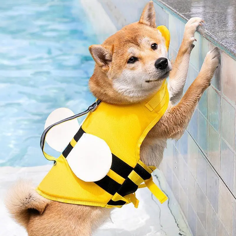 Animal shape bee dog life jacket medium small dog dog swimsuit pet buoyancy suit
