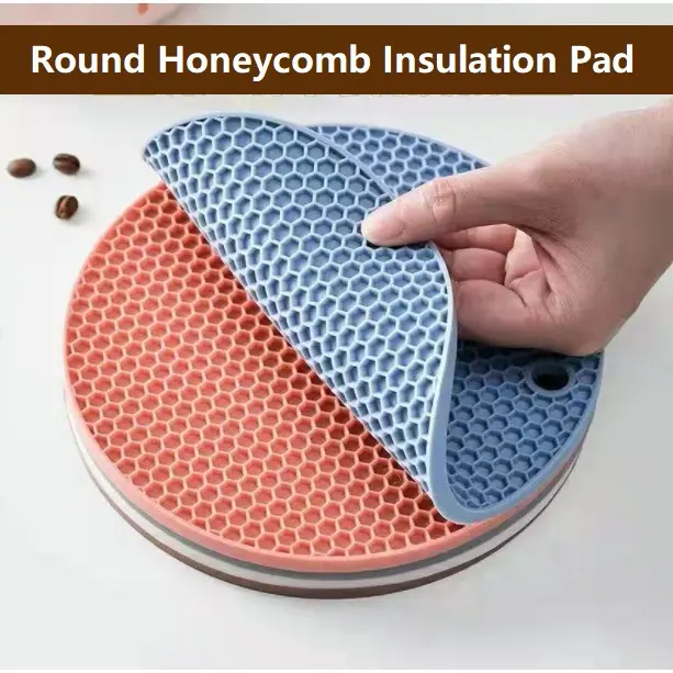 Round Insulation Rubber Mat Non-Slip Heat-Resistant Anti-Scalding Honeycomb Microwave Oven Mat Pot