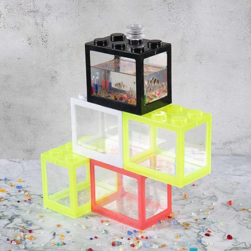 Product Introduction of Creative Plastic Betta Fish Tank Multicolor LED Lamp Building Block Aquarium Fish Turtle Pet Breeding Box Desktop Ornament 19