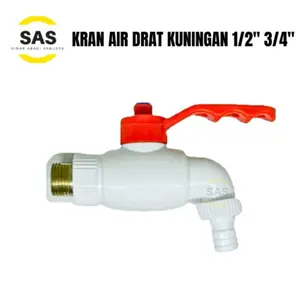 [SAS] Keran Air Tembok Taman 1/2 3/4 / PVC Kran Plastik Jumbo 1/2" 3/4" Engkol Drat Kuningan Tuas