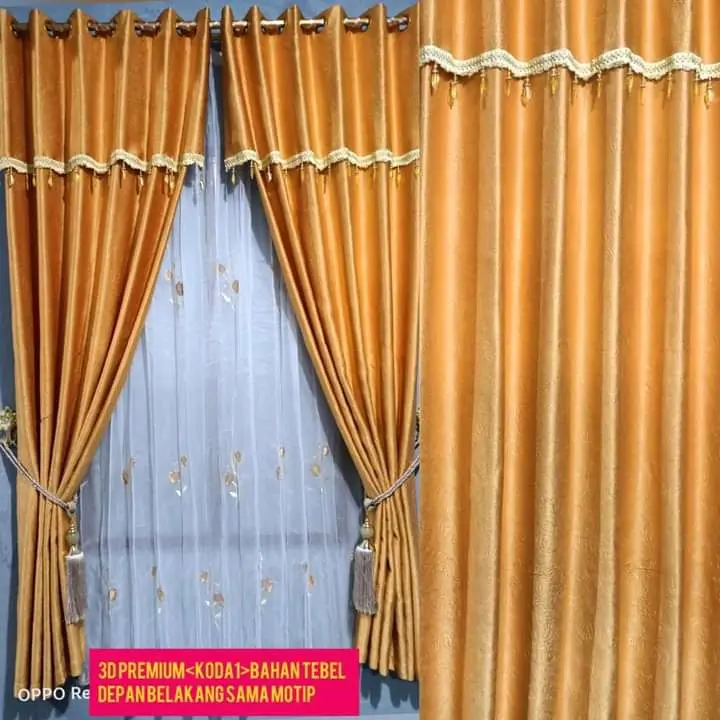 gorden mewah bahn embos poni gabung 12 ring 6 glombang hordeng jendela dan pintu gorden pintu warna 1