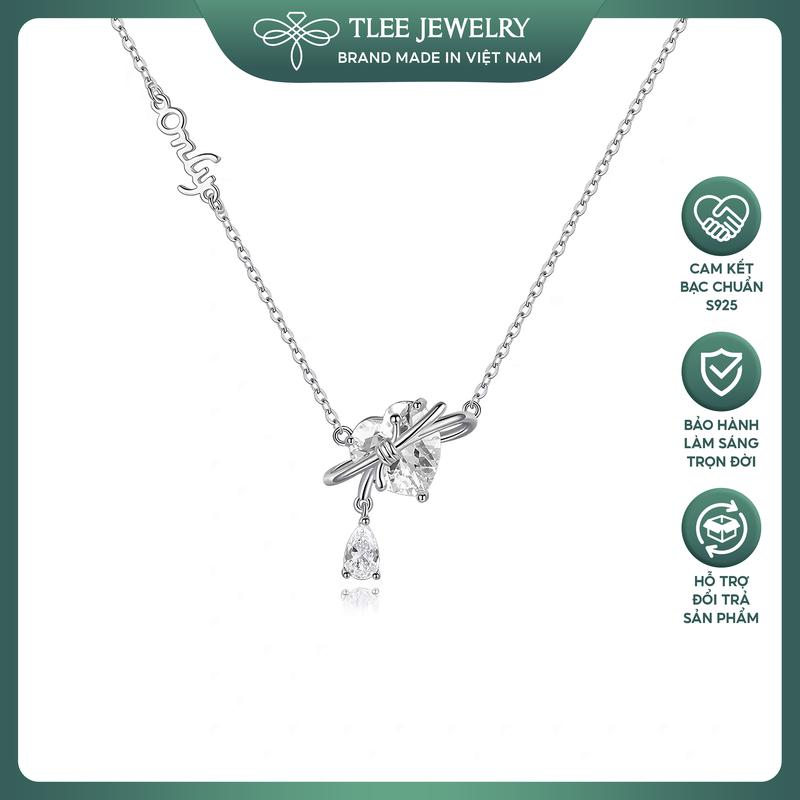 Dây chuyền bạc nữ TLEE ONLY YOU mặt đá trái tim tua giọt nước nữ tính TLEE JEWELRY D0337 