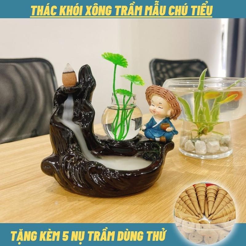 Thác khói trầm hương Mẫu Chú Tiểu Chọn Mẫu _ Tặng kèm 5 nụ trầm tháp Đồ trang trí Quà tặng Trung Quốc