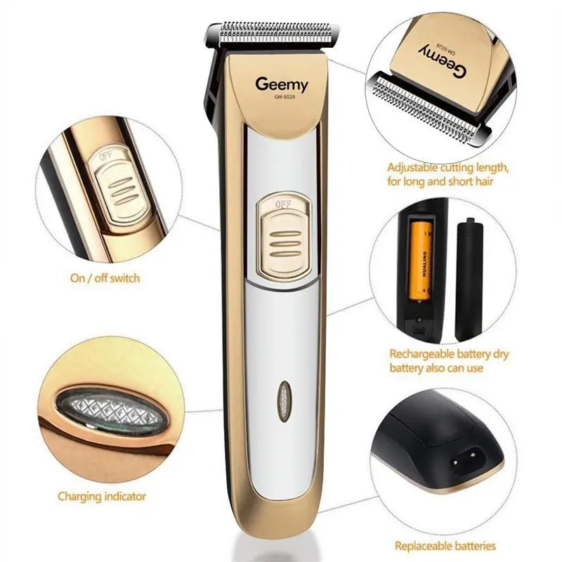 Geemy HAIR AND BEARD TRIMMER Model:GM-6028 PROFESSIONAL HAIR TRIMMER Silver Clippers