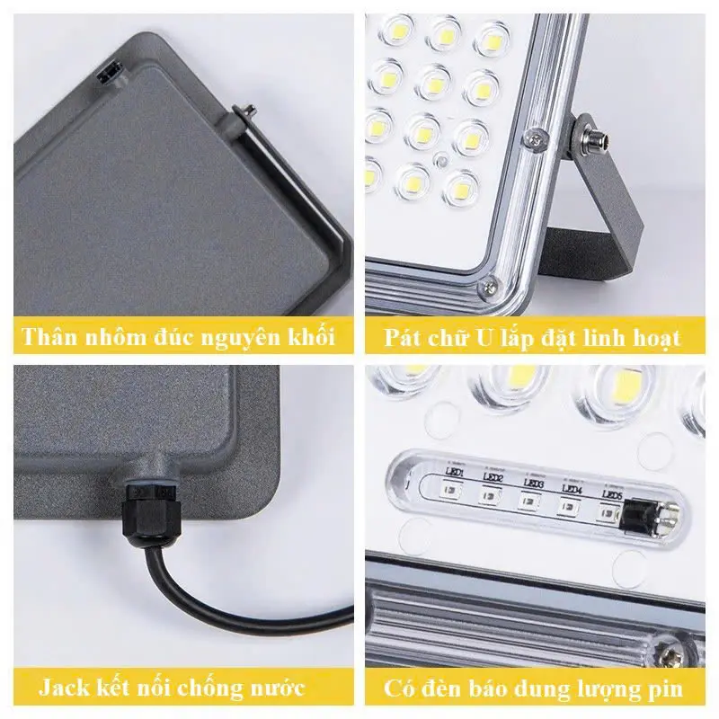 ĐÈN PHA NĂNG LƯỢNG MẶT TRỜI NST-TK100W,TẤM PIN MONO, SẠC NHANH 4-6 GIỜ, CHIẾU SÁNG 12-14 GIỜ, IP67, BẢO HÀNH 24 THÁNG 5
