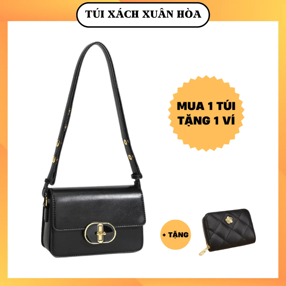 Mua 1 Túi Xách TẶNG 1 Ví -  túi basic khóa xoay size 20 hottrend DC868