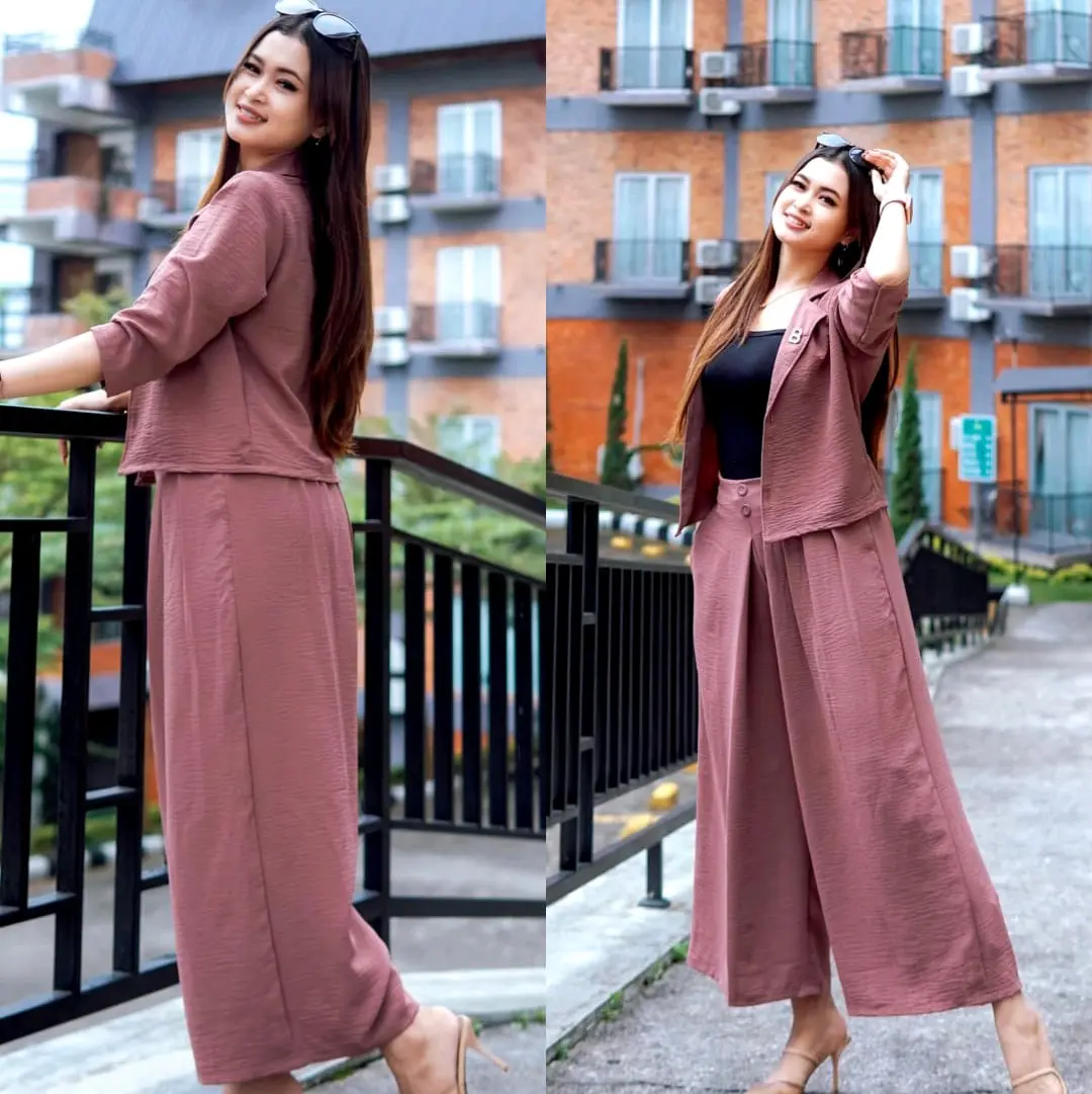 Ella Set Kulot Bando Crinkle Airflow Celana Wanita