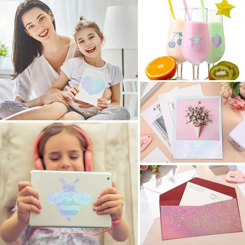 Product Introduction of 50 Sheets Durable Waterproof Cold Laminating Film Transparent A6 size DIY Package Card Strong adhesive Photo Laminating Film 13