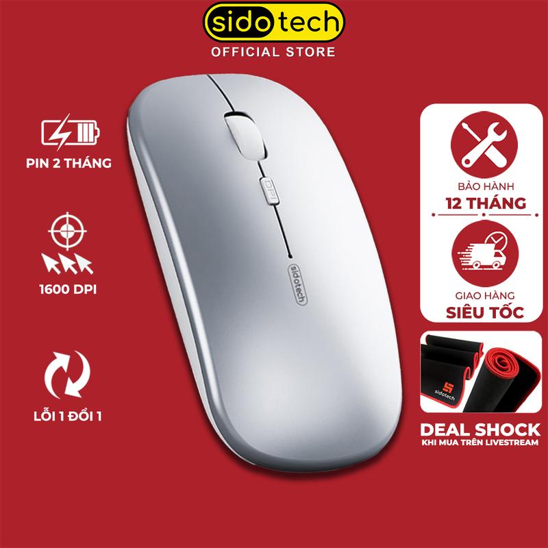 Chuột không dây bluetooth sạc pin 1 lần dùng 1 tháng chống ồn click SIDOTECH M1P độ nhạy DPI 1000/1200/1600 dòng chuột máy tính cho laptop logitech fuhlen inphic