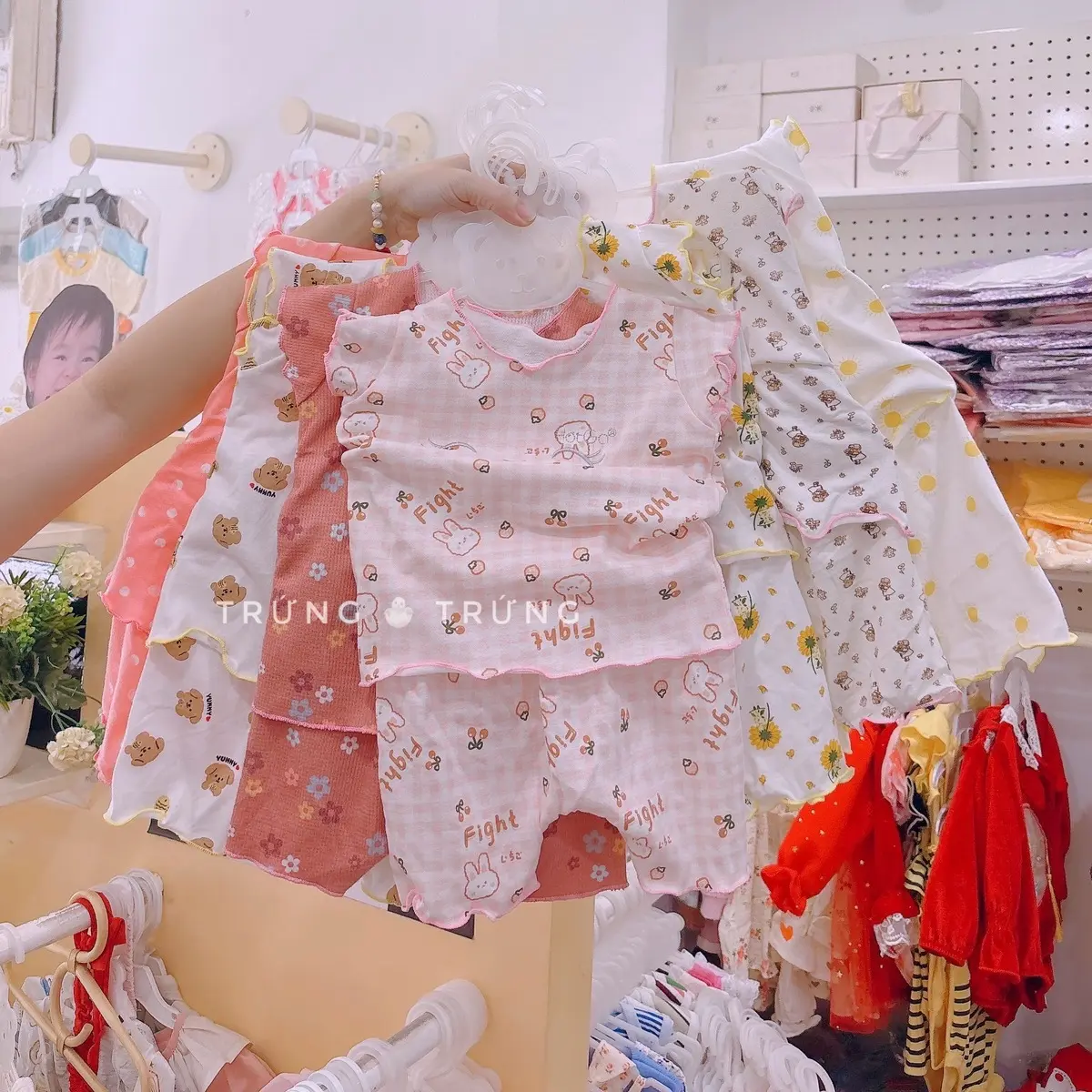 (4-11kg) Bộ cotton cánh tiên quần đùi cho bé gái được chọn màu