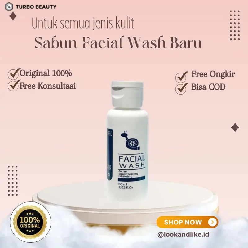 Cream Turbo Sabun Facial Wash Original/Brigtening Facial Wash Acid Hitam Acid Hitam Lactic Wajah Mencerahkan Memudarkan pembersih 1