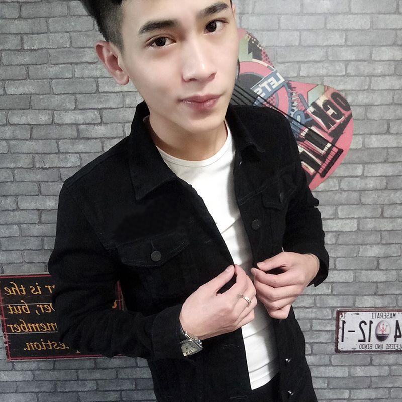 Áo Khoác Denim, Dành Cho Nam Giới, Phong Cách Mùa Xuân Và Mùa Thu, Thiết Kế Hợp Xu hướng Dáng Ôm, Màu Trơn Phong Cách Hàn Quốc, Chàng Trai Thông Minh, Thích Hợp Cho Mùa Xuân, Áo Khoác Nam 0